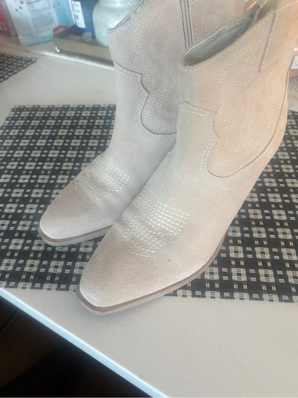 Dolce Vita Taupe Suede Western Ankle Bootie - Picture 3 of 6